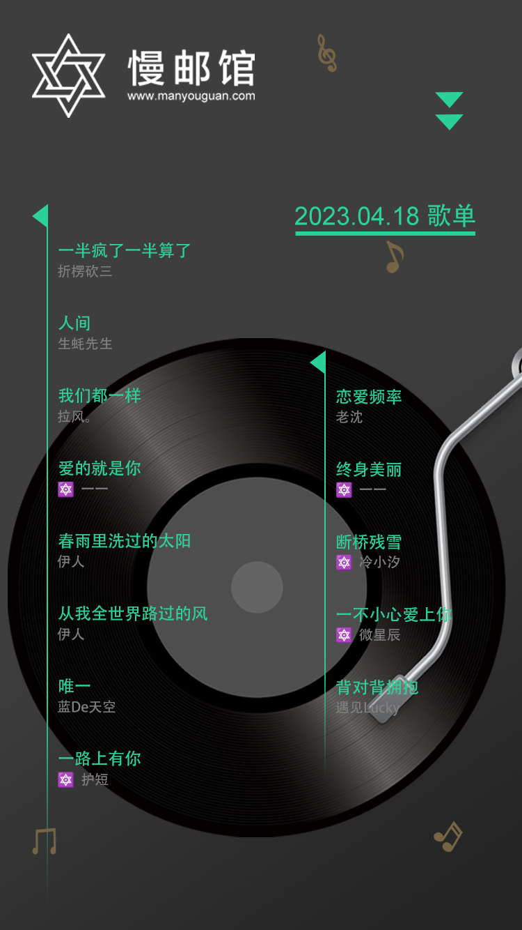 2023年4月18日 慢邮馆FM歌单