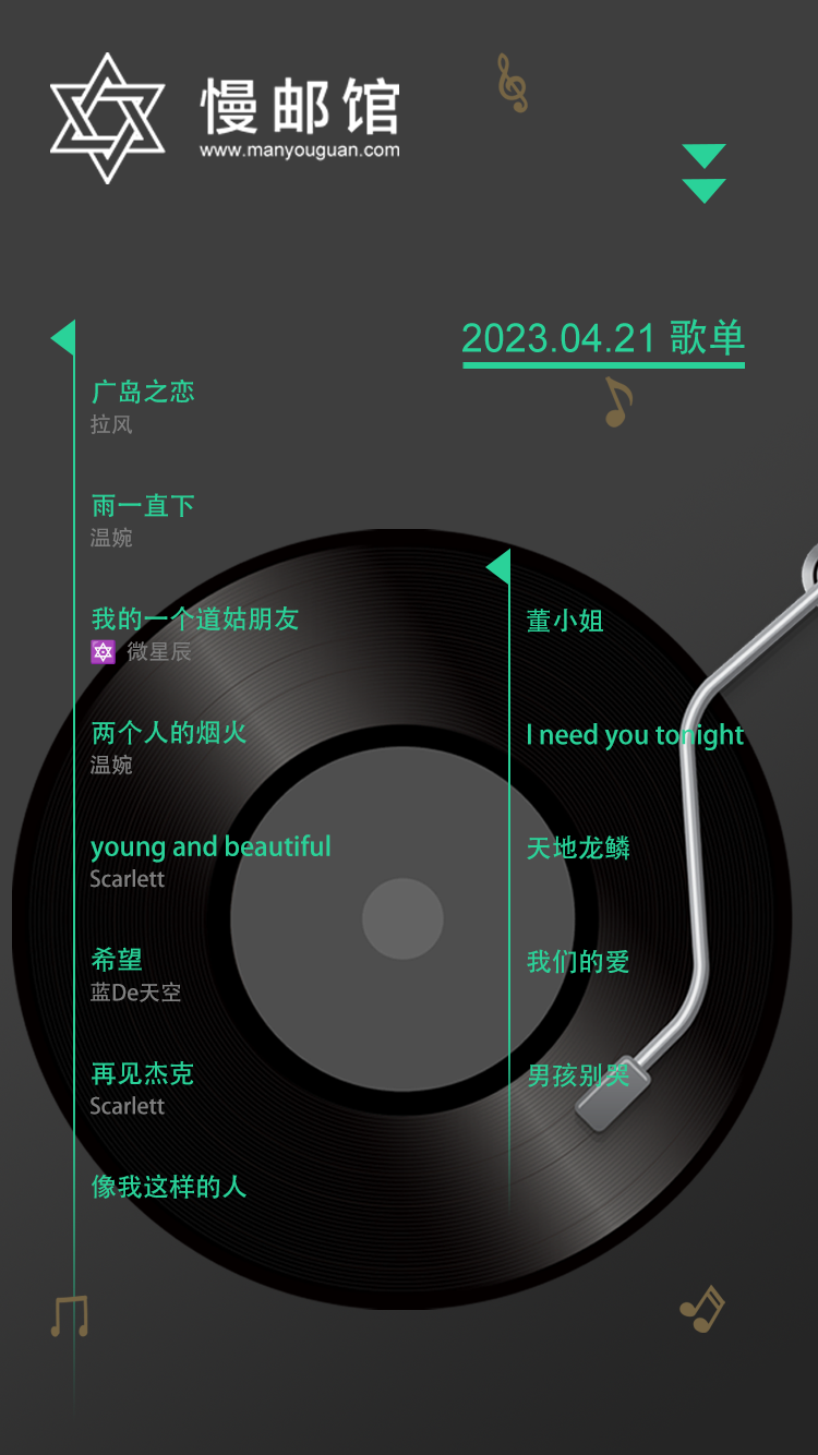 2023年4月21日 慢邮馆FM歌单