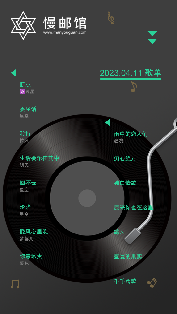 2023年4月11日 慢邮馆FM歌单